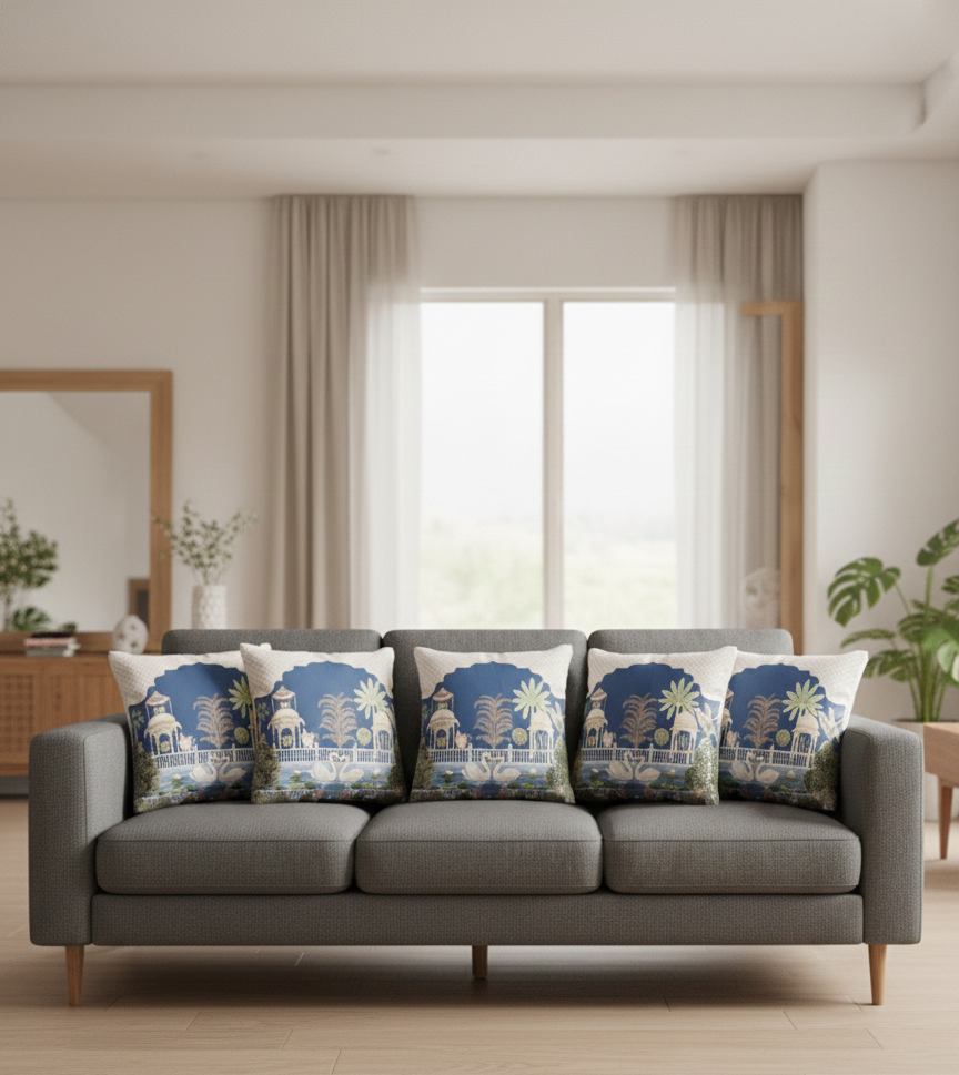 Pichwai Swan Lake Cushion Covers
