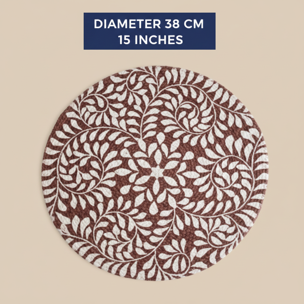 Handwoven Brown Leaf-Print Placemat