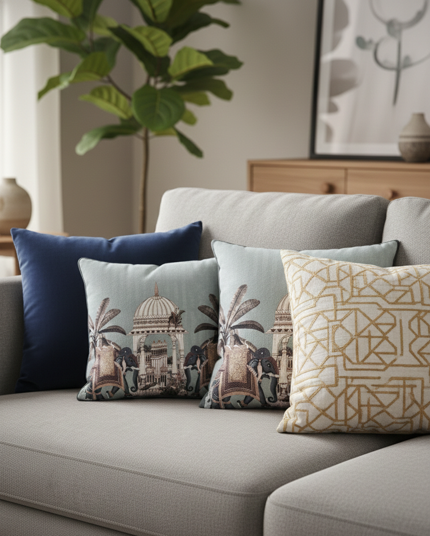 Majestic Elephant Heritage Cushion Cover