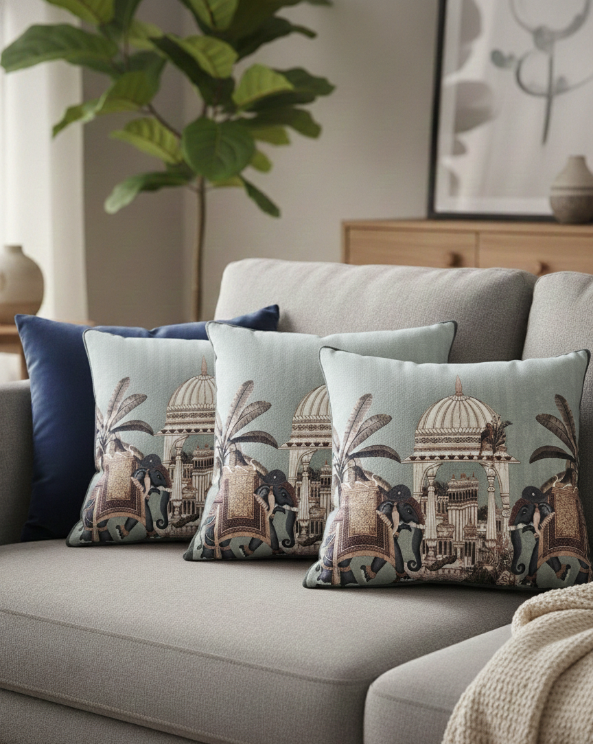 Majestic Elephant Heritage Cushion Cover