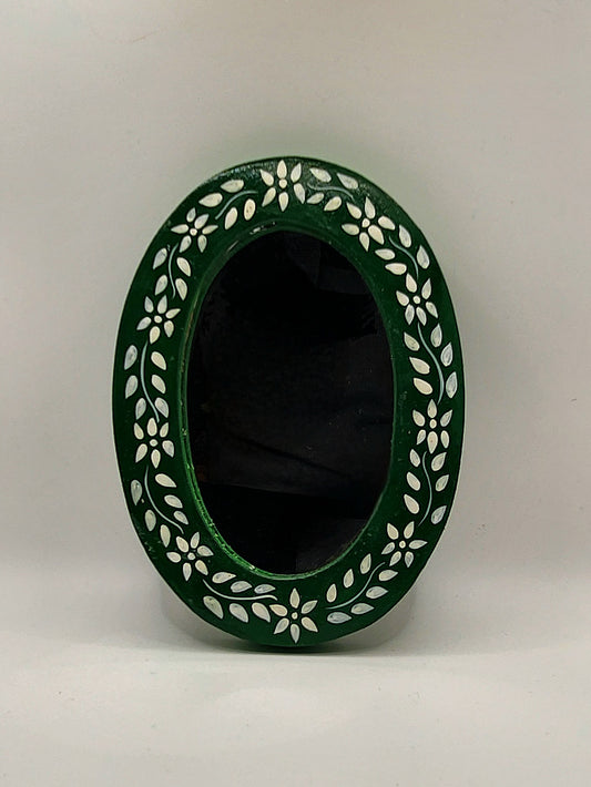 Green Floral Delight Round Frame