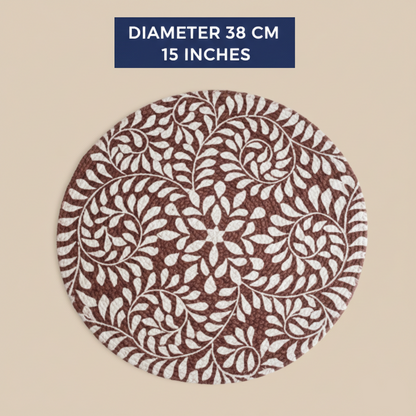 Handwoven Brown Leaf-Print Placemat