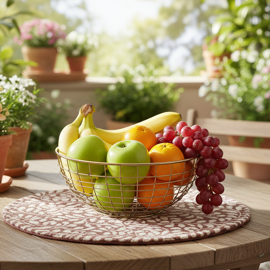 Handwoven Brown Leaf-Print Placemat