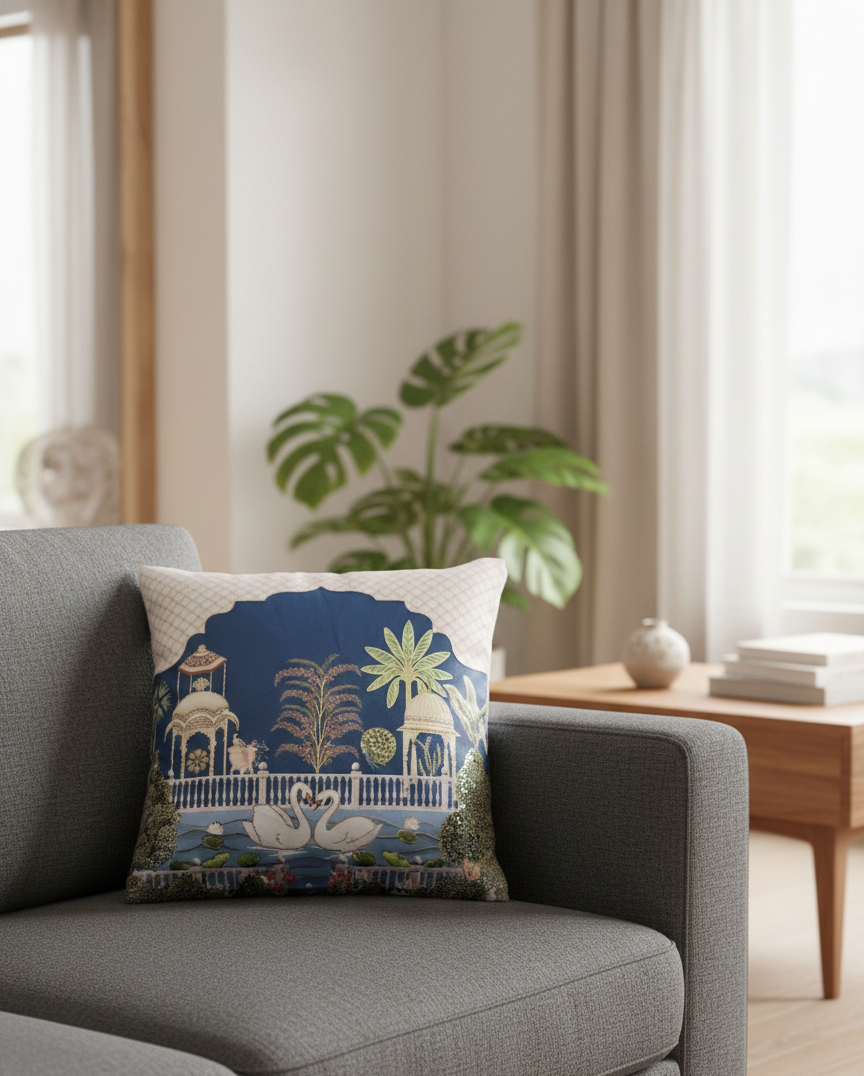 Pichwai Swan Lake Cushion Covers